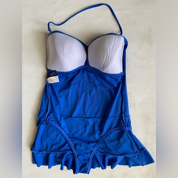Kenneth Cole Reaction Halter/Strapless Swim Dress in Cobalt Blue Size 10 - Picture 6 of 10